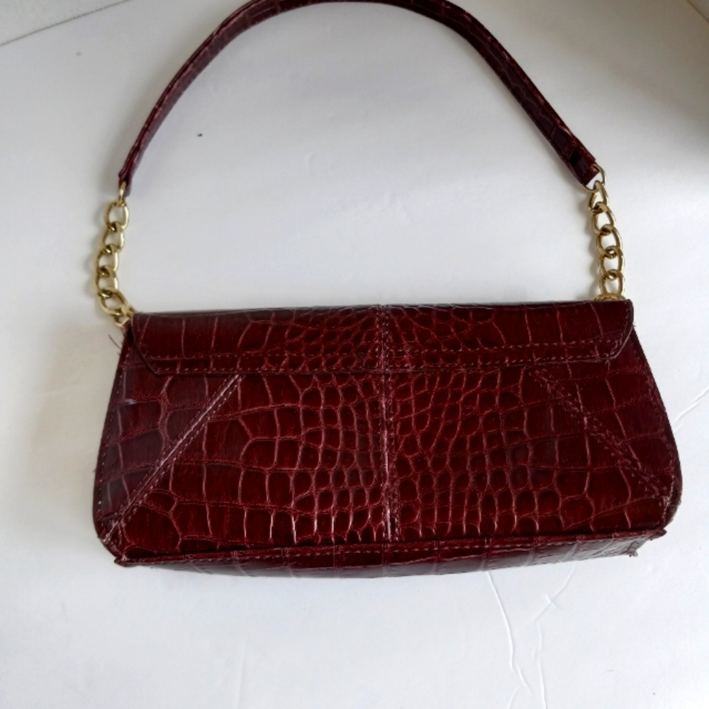 Liz Claiborne small burgundy purse polyurethane snake pattern